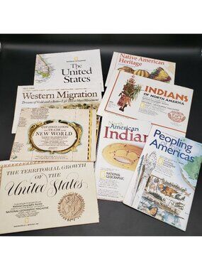 National Geographic Map Lot Native American Peopling Americas History Maps